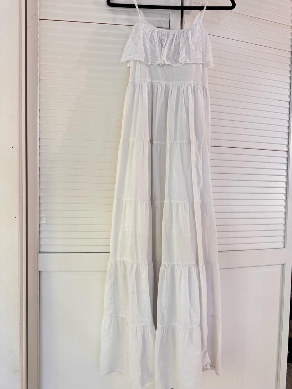 Coco Cabana White Eyelet Ruffle Tiered Maxi Dress beachy boho 0012